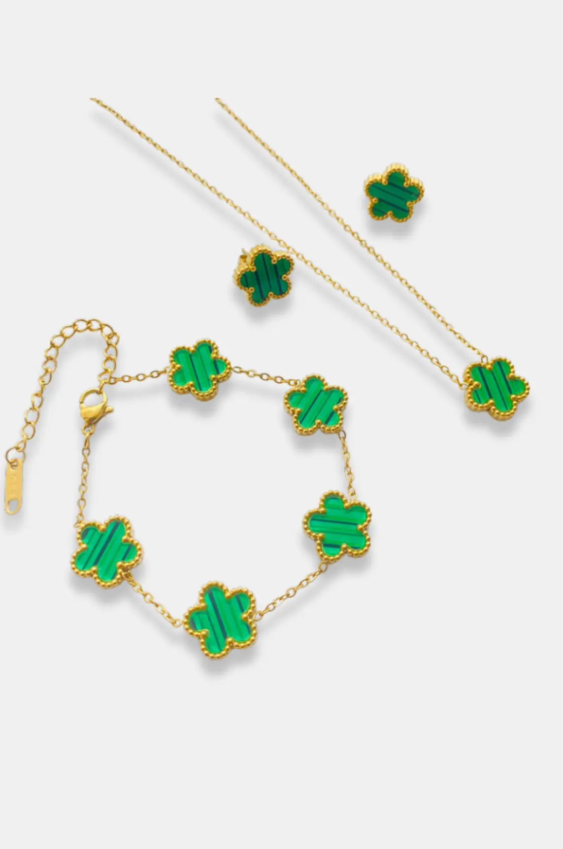 Clover Set, Clover Necklace, Clover Bracelet, Clover Earrings, Multicolor Jewelry, Elegant Jewelry Set, Personalized Jewelry, Gift Jewelry, La Lueure